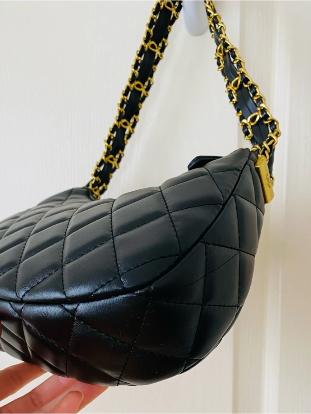 New in Box Chanel Makeup GWP Black Quilted Faux Leather 19 Hobo Shoulder Bag